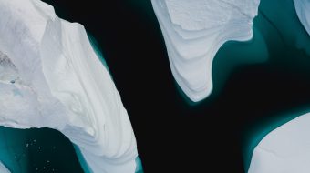 Aerial view of Arctic Icebergs.
