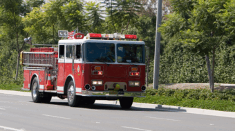 Fire truck on road